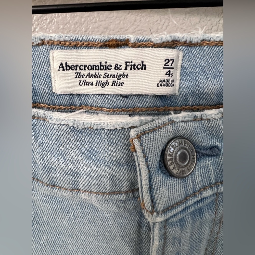 Abercrombie & Fitch Curve Love The Ankle Straight Ultra Hi Rise Jeans Blue Sz 4s - Picture 6 of 11